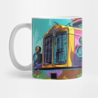 A Graphic Pop Art Drawing of a big American truck Mug